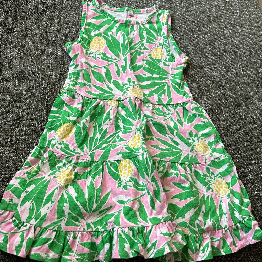 J Crew size 4 green and pink pineapple dress
